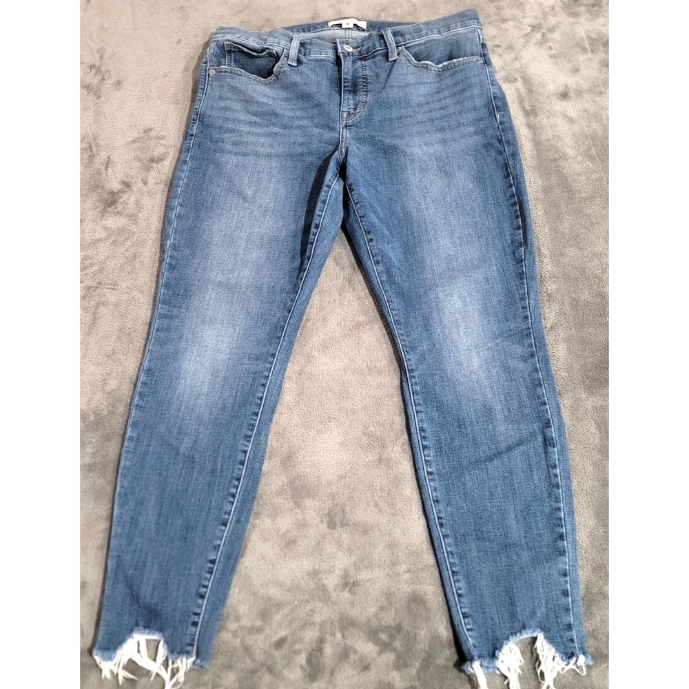 Lucky Brand Jeans Women 14/32 A Blue Ava Mid Rise Skinny Raw Hem Whiskered